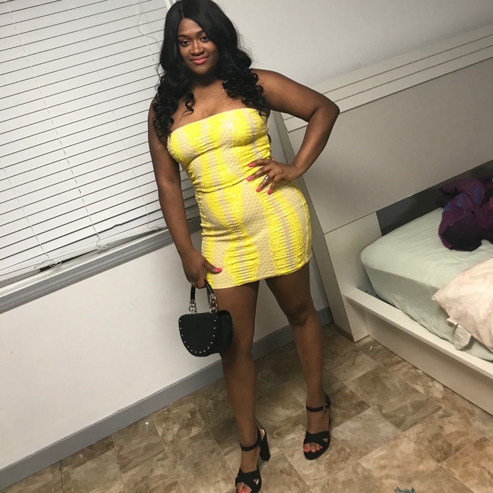 Yellow sequin dress